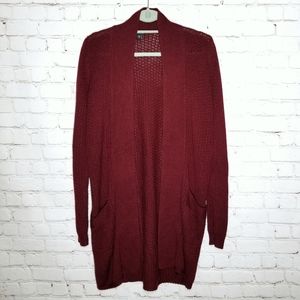 Torrid dark red long open front cardigan sweater